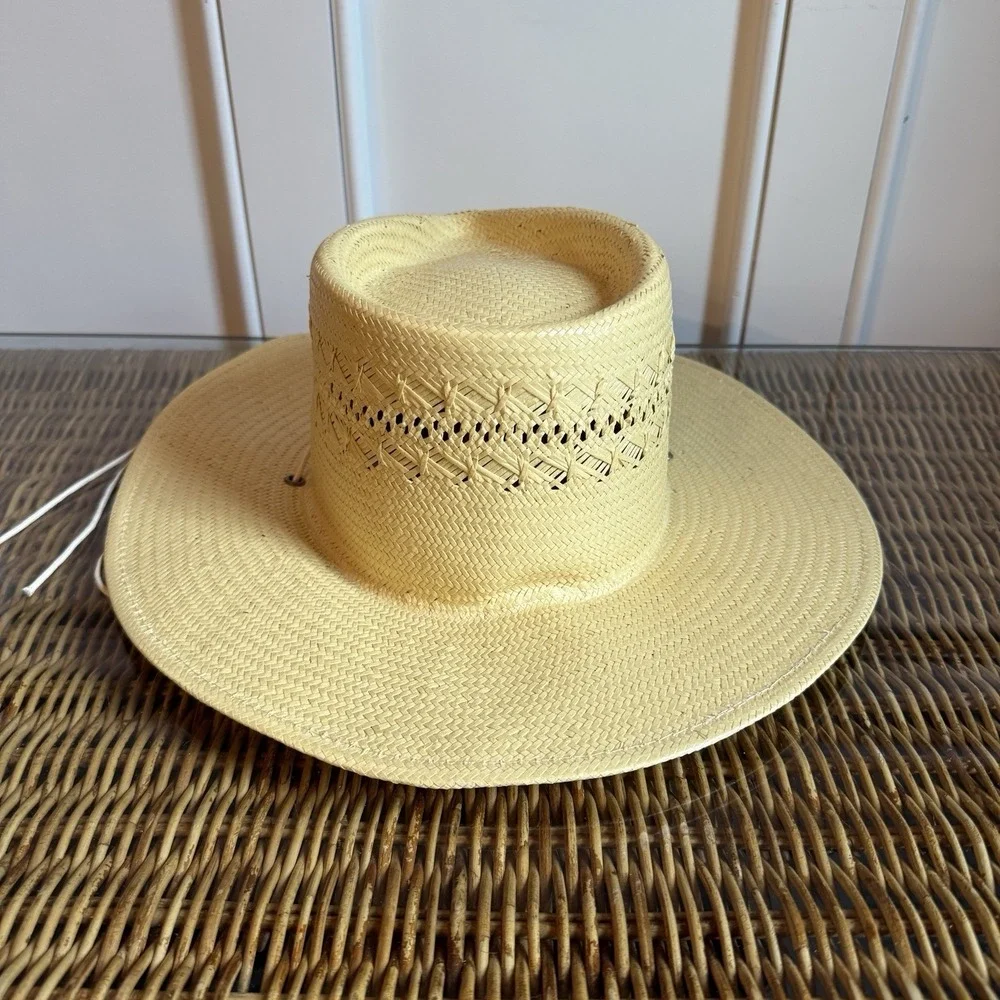 LACK OF COLOR: BAJA SUNLIGHT HAT – HANDWOVEN WESTERN FEDORA PAPER STRAW Size Med